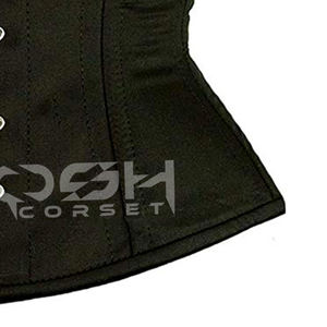 Corset court en coton noir à laçage serré - Product Image 4