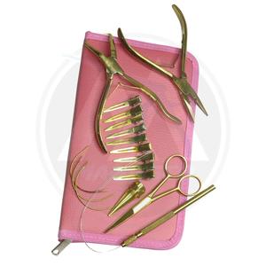 Kit de herramientas de extensión de cabello de fabricación con accesorios personalizados en color dorado con etiquetado de logotipo personalizado - Product Image 5