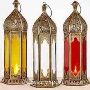 Farol Decorativo Creativo para el Hogar, Jardín y Restaurante, Artesanía India, Farol Marroquí de Metal Hecho a Mano, Decoración de Vidrio Colorido - Product Image 4