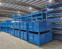 Conteneur industriel en fil métallique pliable 800x600x650mm avec porte demi-ouvrante, cage de stockage en acier, caisse à palettes en maille métallique pour entrepôt