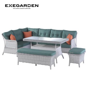 Exclusive Quality Rattan Corner Sofa Set Dining <b>Table</b> Set <b>Garden</b> Patio Outdoor Furniture - Product Image 1