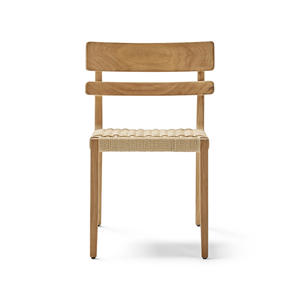 Silla de comedor moderna hecha de marco de madera maciza de teca con Lum de ratán tejido de papel en el asiento para uso interior - Product Image 6