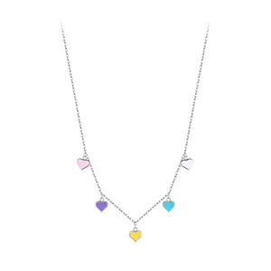 Fashionable Jewelry 925 Sterling Silver Dopamine Enamel Heart Charm Clavicle Chain Necklace