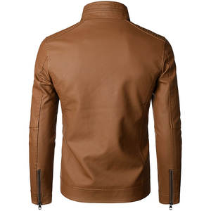 Chaqueta de Cuero PU para Hombre, Estilo Urbano, Cuello Alto, Impermeable y Resistente al Viento, Diseño Moderno, Piel de Oveja Negra, Gran Venta - Product Image 3