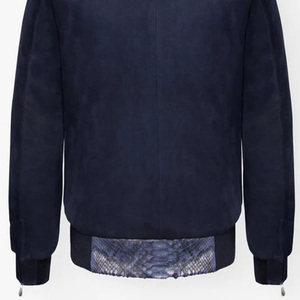 Mới có thể tháo rời Rex cổ áo lông màu xanh <span class=keywords><strong>Python</strong></span> dập nổi Áo khoác da cho nam giới mới da rắn máy bay ném bom Áo khoác ODM cung cấp - Product Image 6