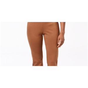 Pantaloni da donna Charter Club a vita alta, a gamba dritta, in maglia Ponte, colore cognac, taglia 16 Petite, casual, traspiranti, effetto stropicciato - Product Image 2
