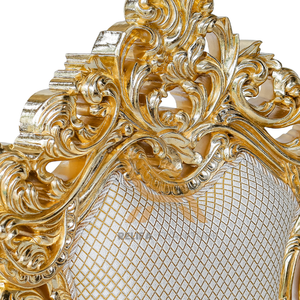 Sillón de Madera de Teca para Rey y Reina con Respaldo Alto y Cojín de Tela Blanca para Decoración de Sala de Estar, Estilo Japonés - Product Image 6