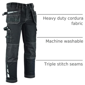 Men Heavy Duty Cordura Work Pants Multi Pockets Triple Stitch Seams <b>Machine</b> Washable Abrasion Resistant Cargo Trousers - Product Image 1