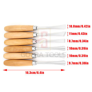Nouvel Arrivage Offre Spéciale Outils de sculpture sur bois et copeaux, Ensemble de 6 pièces avec embouts en acier inoxydable et manche en bois Chanar, En vente - Product Image 3