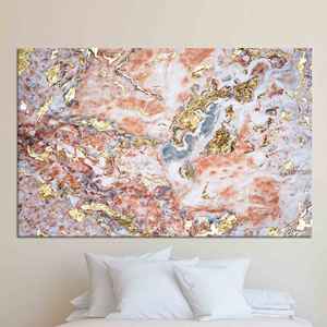 Arte de Pared en Vidrio con Diseño de Mármol Dorado: Elegante Impresión en Lienzo para Decoración de Lujo, Lienzo Enrollado - Product Image 1