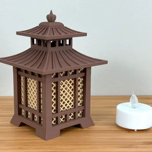 Lanternes en bois rustique et fer noir - Product Image 1