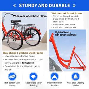 Triciclo de Carga Plegable Grande con Cesta Trasera Desmontable, Triciclo para Adultos de 3 Ruedas con Ruedas de 26 Pulgadas, Engranajes Perfectos, MEJOR Material de Marco, Doble - Product Image 3