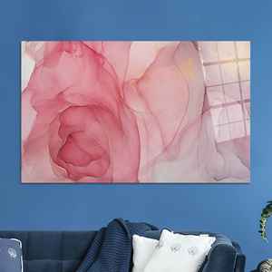 Toile d'art abstraite imprimée en rose et or, décoration élégante, art sur verre trempé - Product Image 1