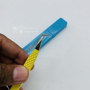 Pinzas de pestañas de acero sostenible japonesas de alta calidad personalizadas punta de fibra amarilla pestañas probadas a mano volumen profesional plástico - Product Image 2