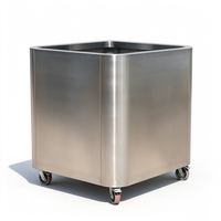 Jardinière carrée en acier inoxydable pour extérieur, moderne, avec roulettes, pour fleurs et plantes vertes