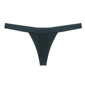 Logo personnalisé vente en gros string sexy pour femmes entrejambe en coton culotte côtelée sans trace dos en T taille basse - Product Image 2