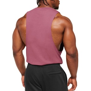 Muscle Sleeveless Heavyweight <b>Stringer</b> Side Off Cut Tank Top Men's Wear Gym <b>Vest</b> Loose Fit Knitted High Quality 100% Cotton - Product Image 3