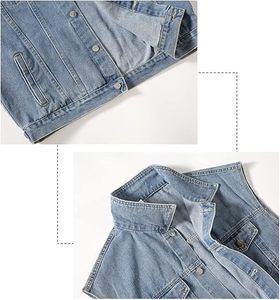 Gilet en jean classique bleu pour homme, veste sans manches, style rétro, coupe ajustée, tendance streetwear, veste en jean décontractée - Product Image 4