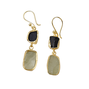 Pendientes de Prehnita con Turmalina, Diseño de Borla Chapada en Oro de 24K, 18K y 14K, Elegante Engaste de Bisel, Joyería de Latón para Regalo - Product Image 4