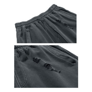 New Arrival Oem Customized Logo Top Selling Premium Quality Plain Fleece Distress <b>Shorts</b> for Men's - Product Image 4