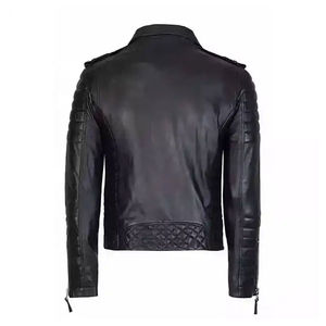 Venta caliente de alta calidad de moda de los hombres negro genuino Cordero chaqueta de cuero de los hombres chaquetas de cuero para hombres - Product Image 6