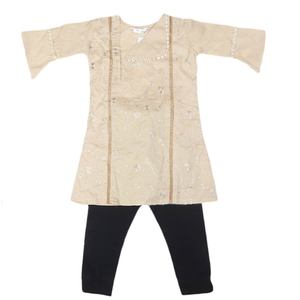 Traje de Algodón Bordado para Niñas, 2 Piezas - Color Fawn - Product Image 1