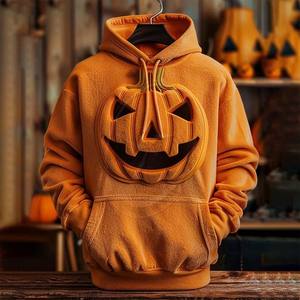 Sudaderas CON CAPUCHA DE Halloween Ropa térmica de otoño Linda cara de calabaza Gráfico transpirable Sudaderas de manga larga Tallas grandes Pullover Tops - Product Image 5