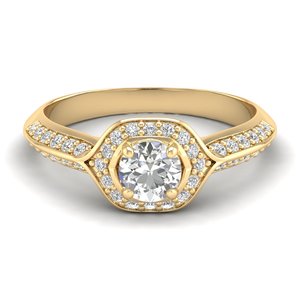 Reyes แหวนเพชรโมอิสสีเงินสเตอริง925วงแหวนรอบตัดเพชรโมอิส0.8ct สีเหลืองทอง14K ขายร้อน - Product Image 1