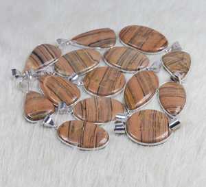 Colgante de forma múltiple de jaspe Zabra Natural Chapado en plata de ley 925 sólida de alta calidad para reventa de Navidad joyería al por mayor - Product Image 2