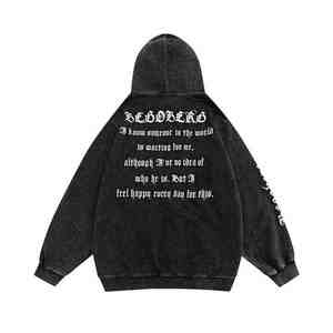 2025 Women's <b>Gothic</b> Zip-Up <b>Hoodie</b> Vintage Washed Streetwear with Letter Print Embroidered Logo Street Style Enthusiasts - Product Image 2