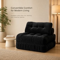 Canapé-lit convertible moderne et extensible en tissu velours côtelé avec rembourrage en mousse pour salon, chambre d'amis, salle de séjour