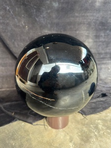 Obsidiana Negra Natural de Alta Calidad al por Mayor con Anillos de Obsidiana Plateada en el Interior, Esfera Grande para Decoración del Hogar, Sanación y Meditación - Product Image 2
