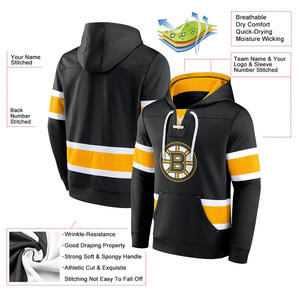 Sweat à capuche de hockey sur glace en molleton épais pour hommes avec impression de logo personnalisé pour les fans des équipes Service OEM/ODM disponible - Product Image 5