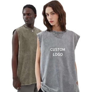 เสื้อยืดแขนกุดผ้าฝ้ายวินเทจ280แกรมสำหรับผู้ชายเสื้อกล้ามซักได้ไซส์ใหญ่ - Product Image 1