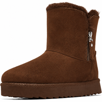 Bottes d'hiver pour femmes en faux daim doublées de fourrure, avec fermeture éclair latérale, plateforme, bottines chaudes, chaussures décontractées d'extérieur