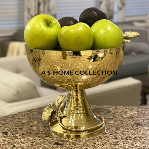 Meilleur prix Lot de 4 bols en bois marron faits à la main Plat de service élégant à base de métal en aluminium décoratif pour la maison - Product Image 5