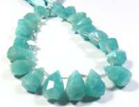 Perles de pierre précieuse Amazonite de Russie de haute qualité, bleues, en forme de goutte, facettées, 14-16 mm, brin de 8 pouces, naturelles, 140 carats