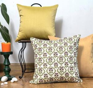 <b>Floral</b> Handblock Linen Pillow <b>Cover</b> | Neutral Soft Green Flax Designer Fabric Home | 18x18 | 20x20 | 22x22 - Product Image 5