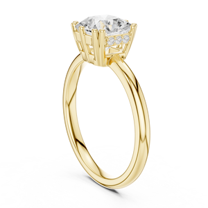 Bague en or rose avec diamant de laboratoire taille radiant, sertie à griffes, élégante bague de fiançailles solitaire pour femme - Product Image 4