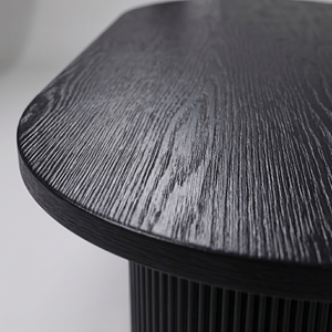 Mesa de Comedor Ovalada Moderna, Mesa con Pedestal de Madera Maciza, Base Acanalada, Muebles Minimalistas de Estilo Japonés para el Hogar y Restaurantes - Product Image 5