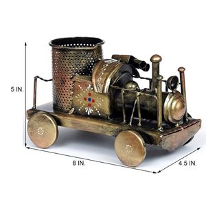 Motor ferroviario Hierro dorado Diseño tradicional Ligero Durable Redondo Soporte para bolígrafo de mesa - Product Image 2