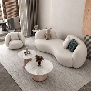 Sofá Minimalista de 3 Plazas de Tela de Terciopelo de Cordero, Estilo Nórdico Moderno, para Sala de Estar de Hotel, Apartamento, Tienda de Ropa, Salón de Belleza - Product Image 1