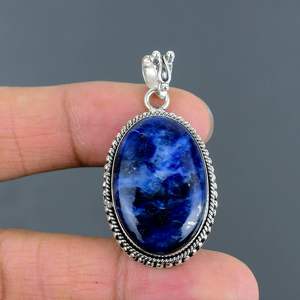Colgante clásico elegante de Plata de Ley 925 con piedras preciosas de sodalita para regalos de fiesta colgantes y dijes finos - Product Image 2