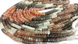 Natural Multi Moonstone Rondelle Shape Plain Smooth 5 a 7mm Cuentas de piedra lunar Africana vendidas por hebra 7 pulgadas de largo - Product Image 2