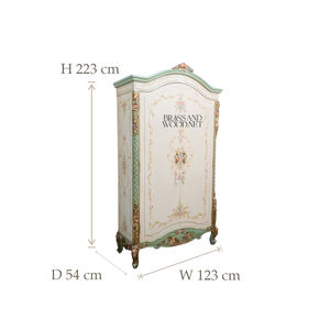 Armario de Lujo Estilo Francés Color Crema con Arte Floral Pintado a Mano, Detalles Ornamentales en Dorado y Tallados para Dormitorio de Palacio - Product Image 6