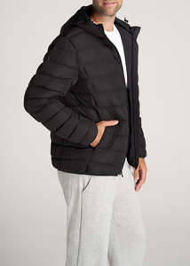 Wholesale Men's <b>Black</b> XL Size Heat Puffer Jacket Customized Tall Heavy High Quality Cotton Filling Winter Season Nonwoven - Product Image 6