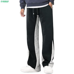 Behram International High Quality Canvas Flared Sweatpants 100% Cotton Custom Baggy Jogger Pant Panels Long Track Flare Pant - Product Image 4