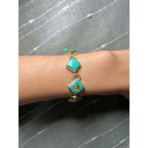 Kingman Turquoise & Sterling <b>Silver</b> Link <b>Bracelet</b> Navajo Ethnic Style Made with Craftsmanship - Product Image 4