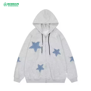 Vente en gros de sweats à capuche zippés unis, coupe classique, 500 Distress, avec broderies, patchs et logos, séchage rapide, respirant, 100% - Product Image 2
