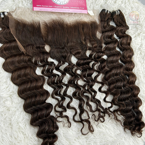 Offre Spéciale 100% extensions de cheveux humains vietnamiens bruts lâche vague profonde Style couleur naturelle dentelle fermeture paquet prix abordable - Product Image 3